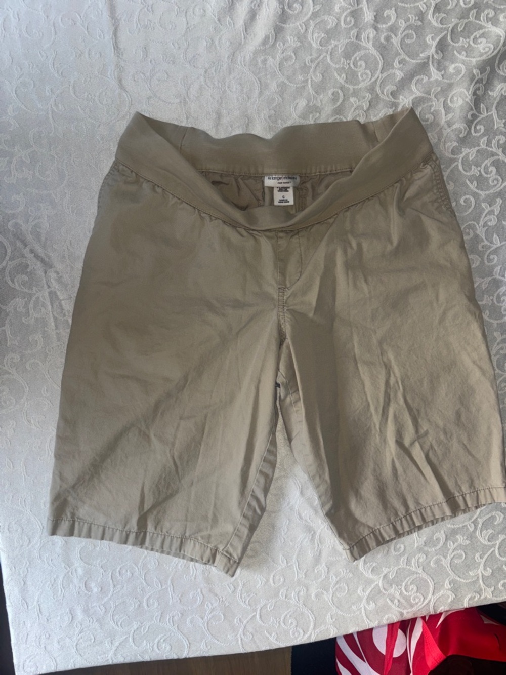Liz Lange Khaki Stretch Waist Bermuda Shorts